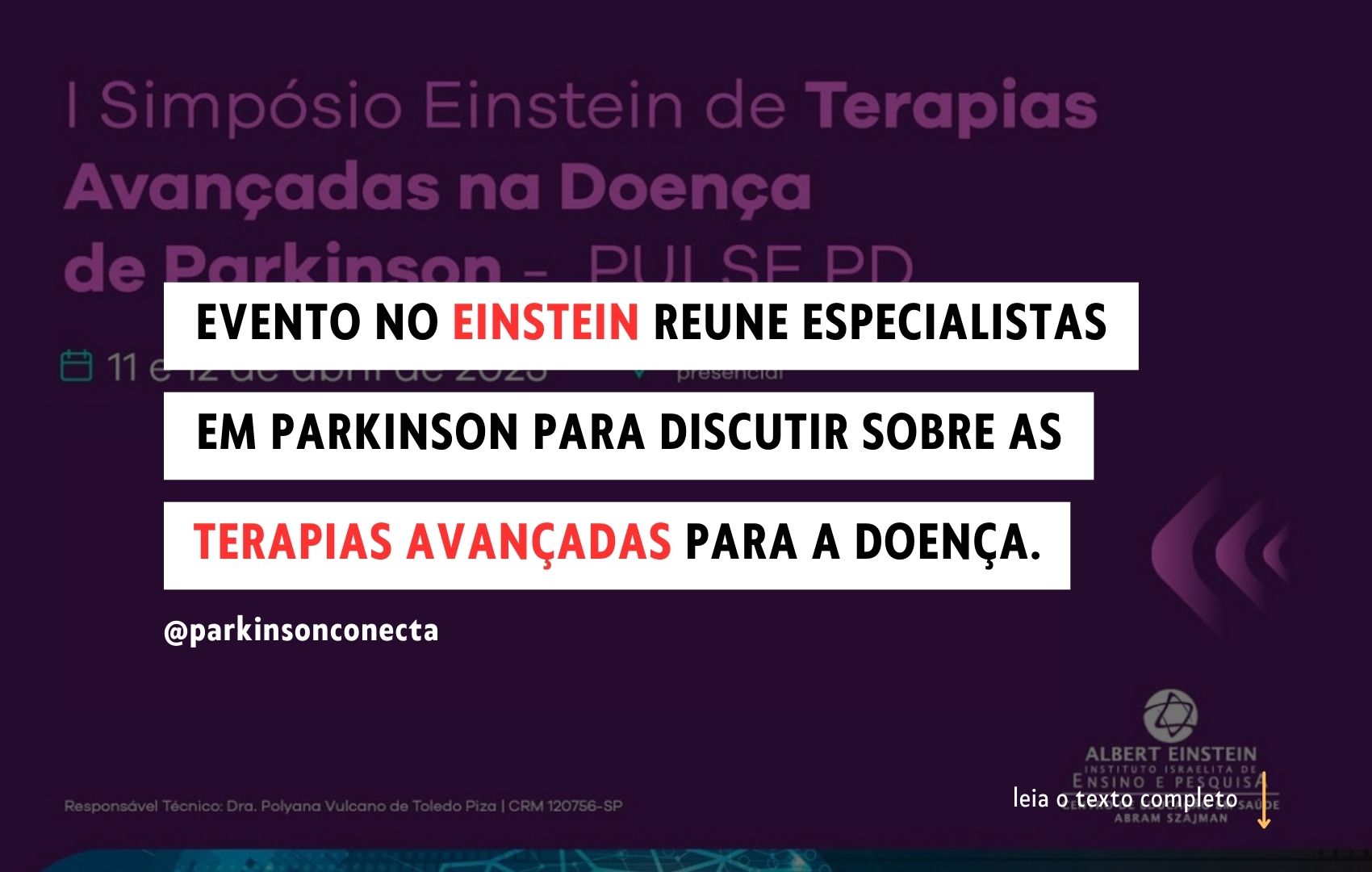 Evento aborda duas terapias avan�adas na doen�a de Parkinson!